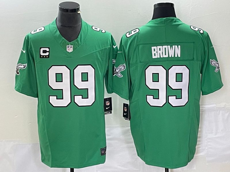 Men Philadelphia Eagles #99 Brown Green Nike Throwback Vapor Limited NFL Jerseys